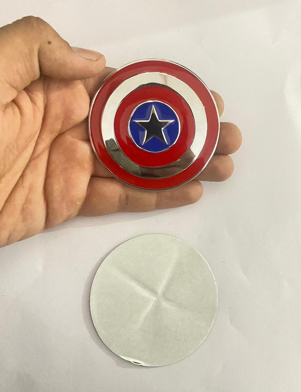 Captain America 3D Logo (7cmx7cm) for Car Bike Laptop Emblem, Captain America Sticker 3D-Badge Auto Racing Sports Logo Grand Tourer Decal Auto Accessories.