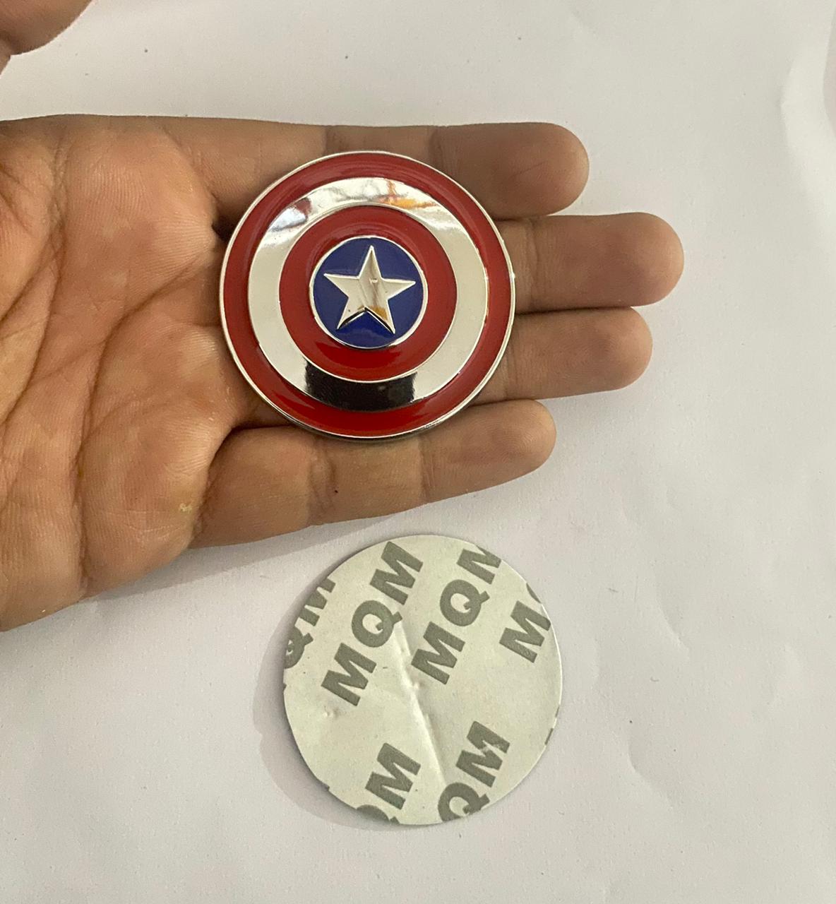 Captain America 3D Logo (7cmx7cm) for Car Bike Laptop Emblem, Captain America Sticker 3D-Badge Auto Racing Sports Logo Grand Tourer Decal Auto Accessories.