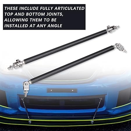 2PC Carbon Big Strut Rods for Cars 8''-11'' Automotive Replacement Bumper Lip Front Splitter Bars Adjustable diffuser Front Splitter Support Rods