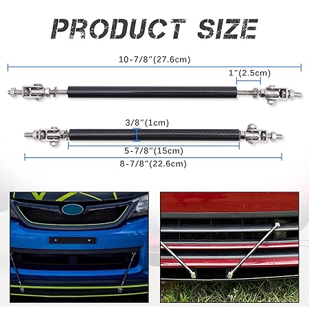 2PC Carbon Big Strut Rods for Cars 8''-11'' Automotive Replacement Bumper Lip Front Splitter Bars Adjustable diffuser Front Splitter Support Rods