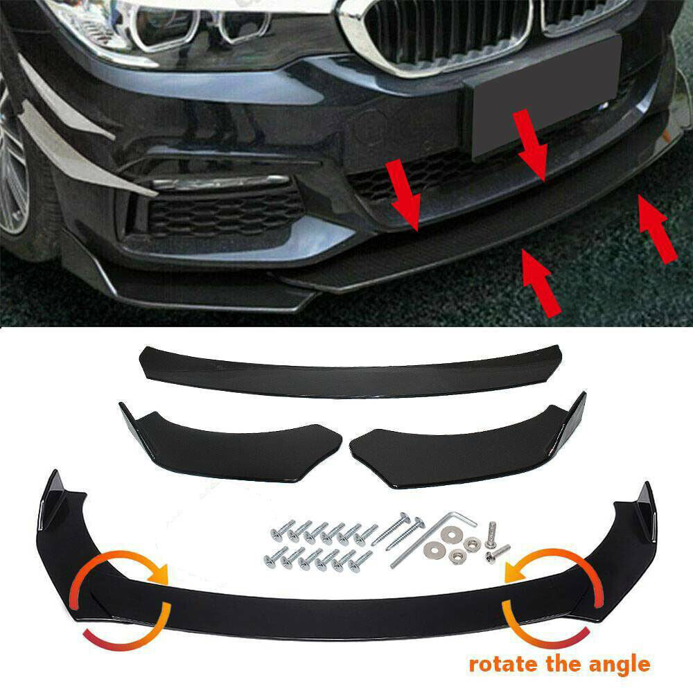 Universal JDM 3-pcs Front Bumper Splitter Car Front Lip Chin Bumper Body Kit Front Bumper Lip Splitter Drift AUTO Racing JDM Splitter Bumper Spoiler