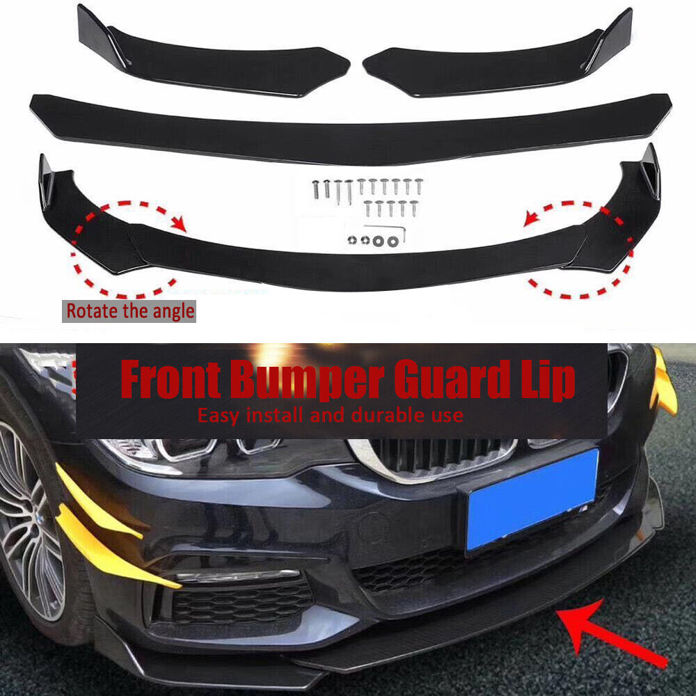 Universal JDM 3-pcs Front Bumper Splitter Car Front Lip Chin Bumper Body Kit Front Bumper Lip Splitter Drift AUTO Racing JDM Splitter Bumper Spoiler