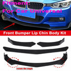 Universal JDM 3-pcs Front Bumper Splitter Car Front Lip Chin Bumper Body Kit Front Bumper Lip Splitter Drift AUTO Racing JDM Splitter Bumper Spoiler