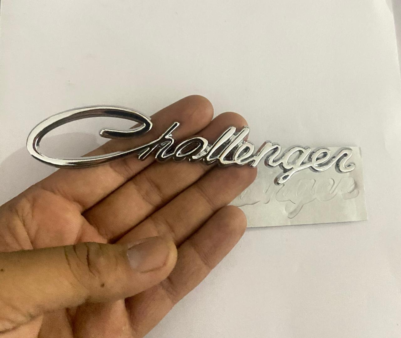 Challenger CHROME Logo Metal Sticker (15cmx3cm) Car Emblem Attractive car Sport Sticker Premium 3D Badge Grand Tourer Decal Challenger 3D Sticker Decor for Laptop Car Bike.