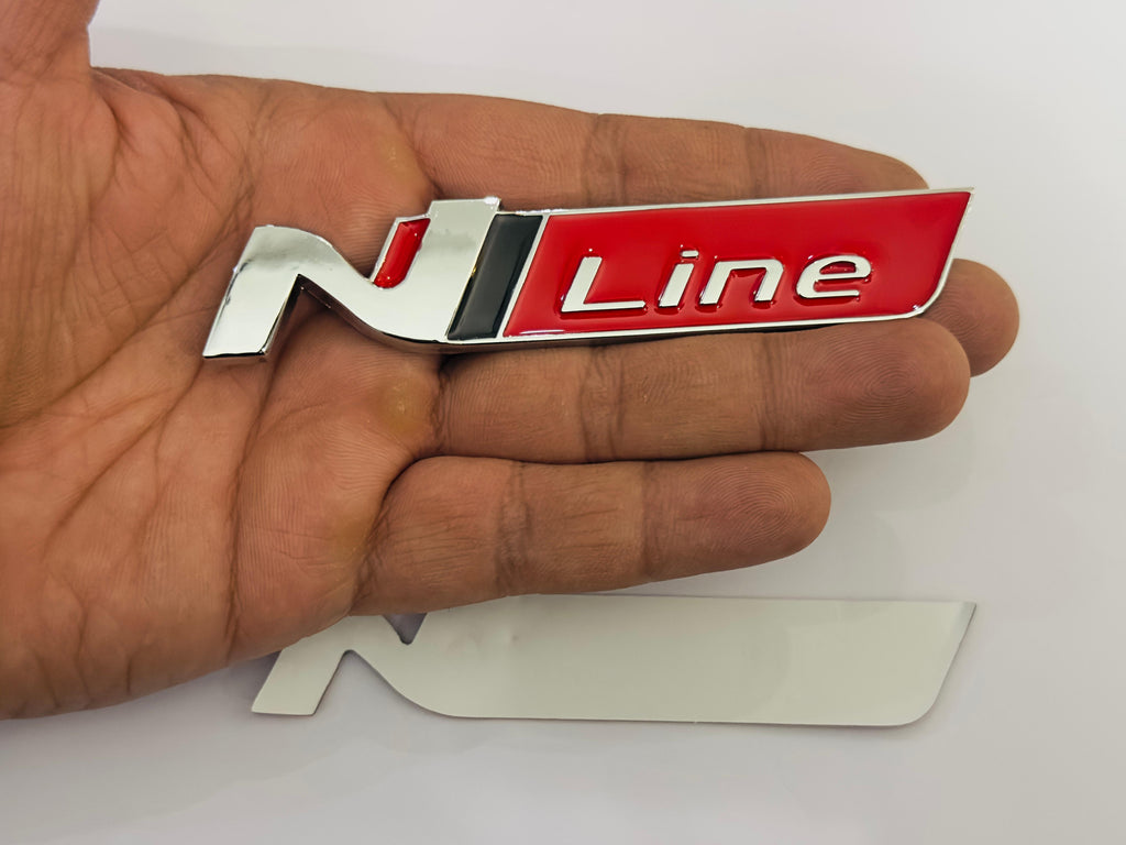 Chrome Red Grill Rear N Line Logo 11cmx2cm Car Bike Metal Logo Car Emblem 3D Badge Auto Racing Sport Sticker Grand Tourer Decal Versatie Loggo