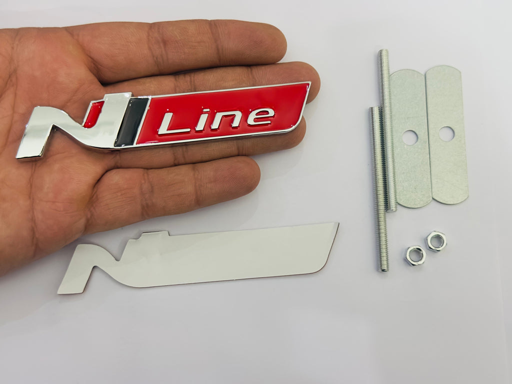 Chrome Red Grill Rear N Line Logo 11cmx2cm Car Bike Metal Logo Car Emblem 3D Badge Auto Racing Sport Sticker Grand Tourer Decal Versatie Loggo