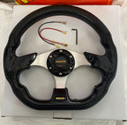 MOMO BLACK DSHAPE 12INCH Universal Steering Wheel for Sports Car Look Rally Race Off Road with HUB Free