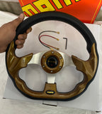 MOMO Brown DSHAPE 12INCH Universal Steering Wheel for Sports Car Look Rally Race Off Road with HUB Free
