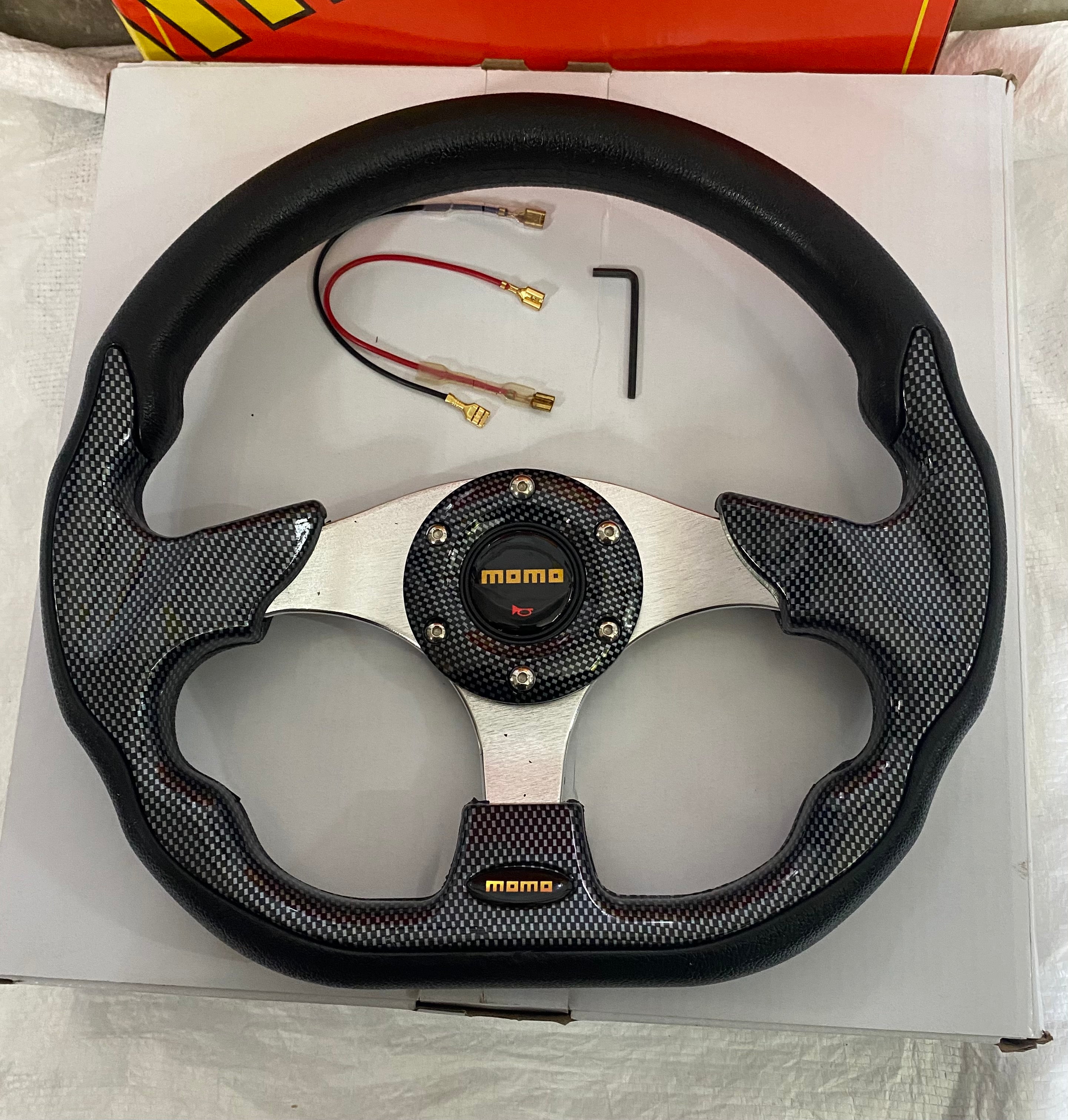MOMO CARBON DSHAPE 12INCH Universal Steering Wheel for Sports Car Look Rally Race Off Road with HUB Free