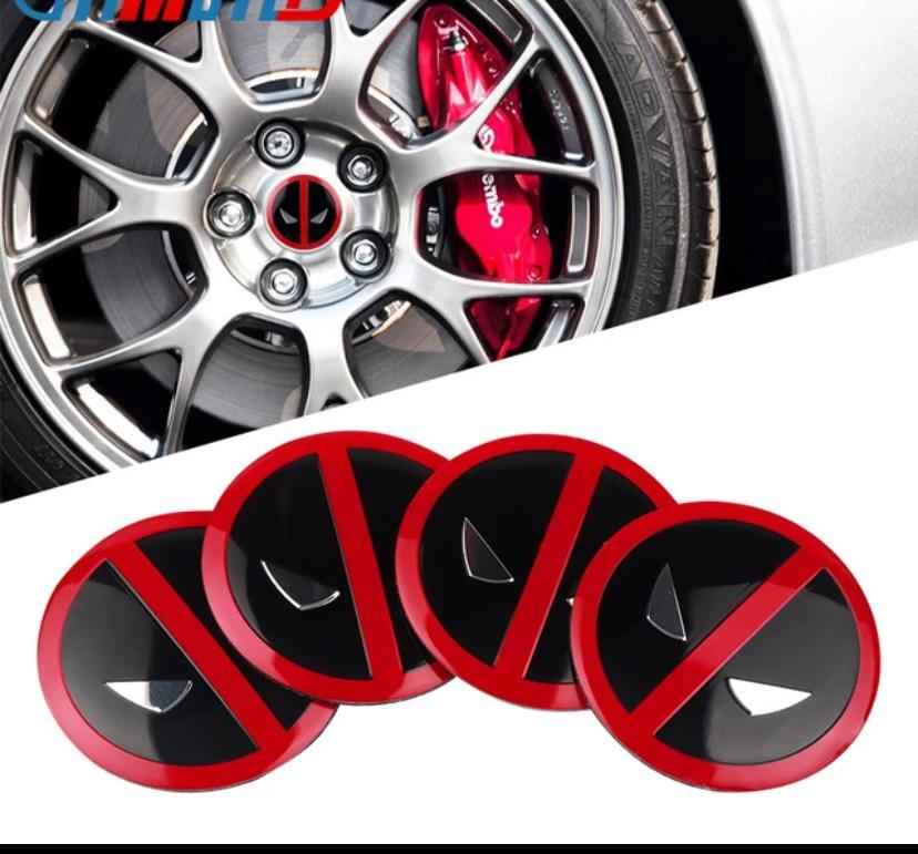 4pcs Deadpool Logo Wheel Center Hub Cap Badge Emblem Sticker Decal Universal for All CAR