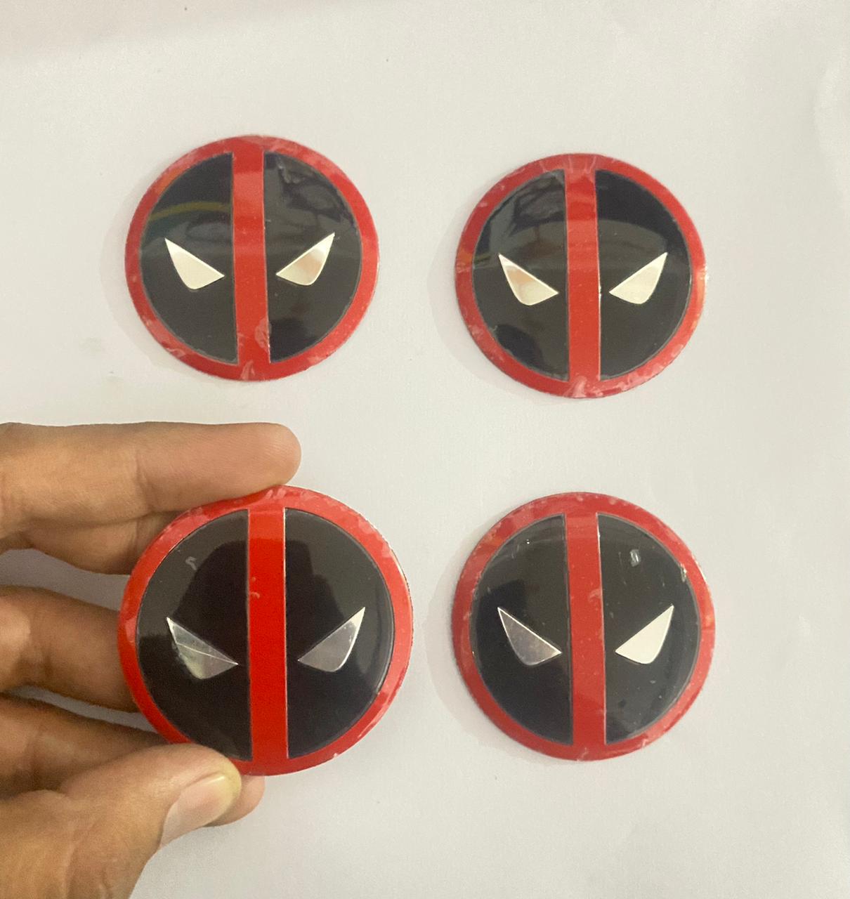 4pcs Deadpool Logo Wheel Center Hub Cap Badge Emblem Sticker Decal Universal for All CAR