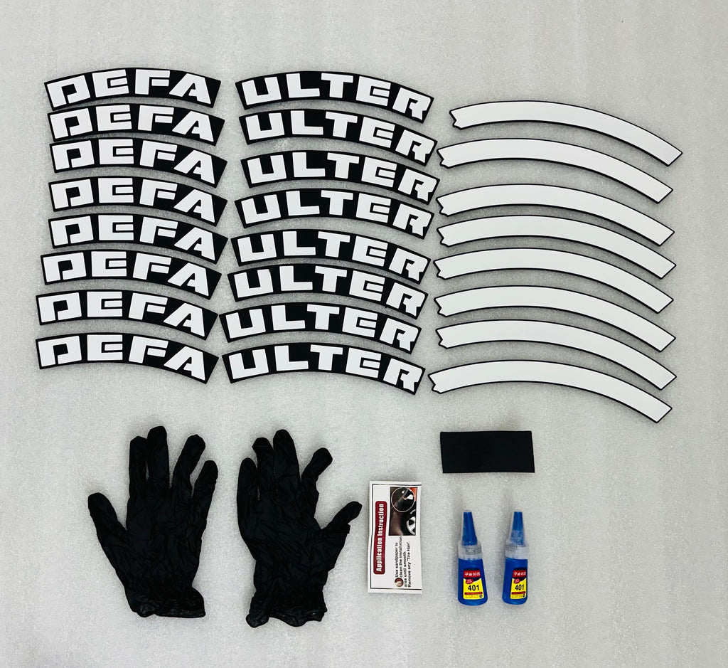 DEFAULTER Tyre Sticker for 4 Tire Tyres Customized Permanent Rubber Tire Tyres Sticker Auto Accessories (2 Glue+2 Gloves Included)