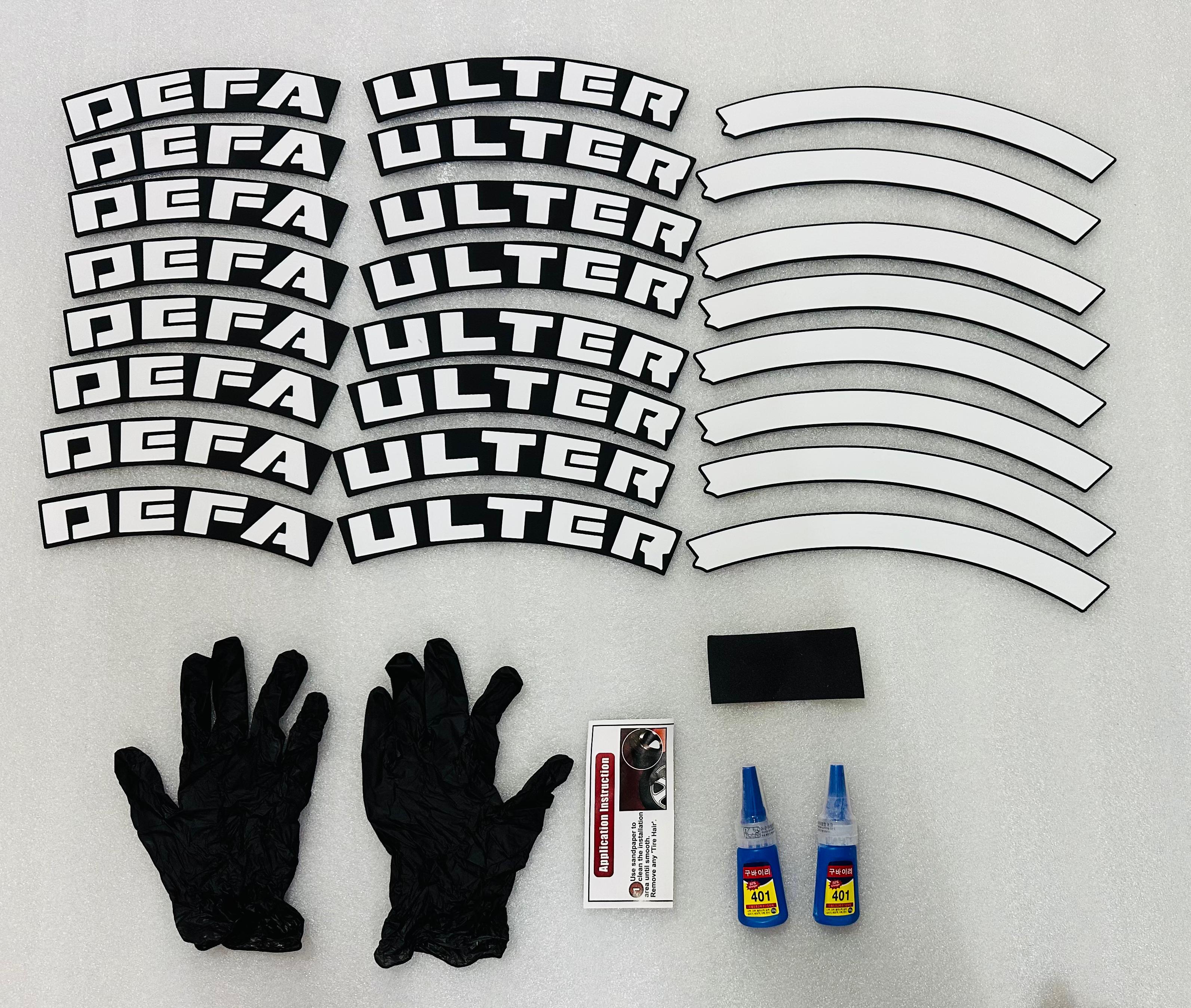 DEFAULTER Tyre Sticker for 4 Tire Tyres Customized Permanent Rubber Tire Tyres Sticker Auto Accessories (2 Glue+2 Gloves Included)
