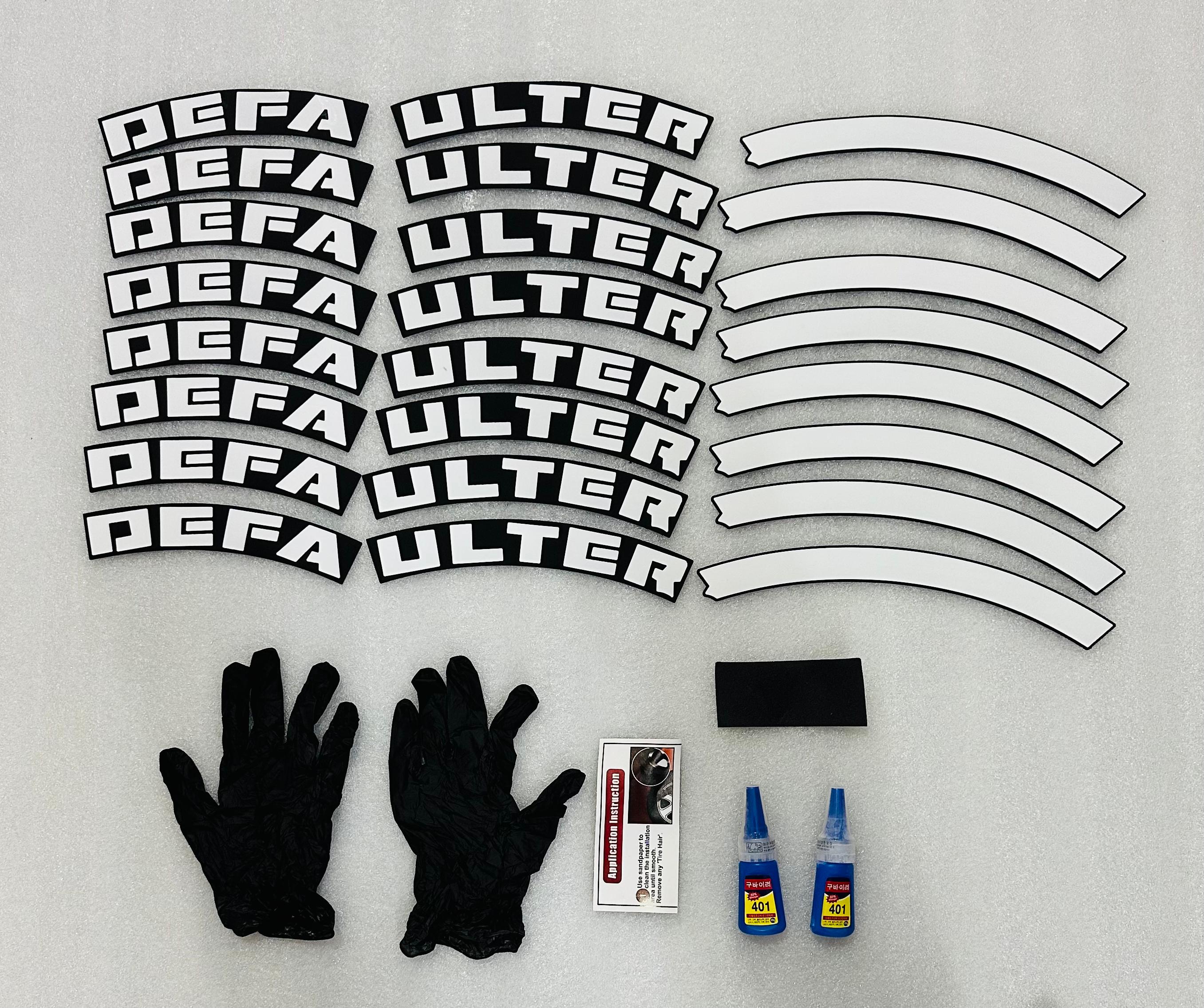 DEFAULTER Tyre Sticker for 4 Tire Tyres Customized Permanent Rubber Tire Tyres Sticker Auto Accessories (2 Glue+2 Gloves Included)