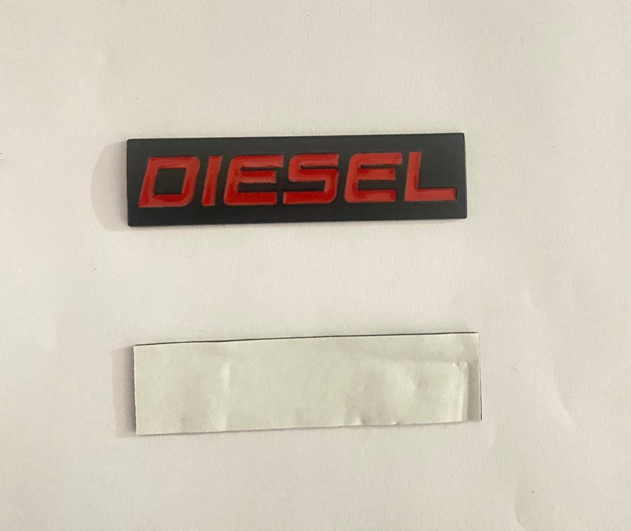 Black-RED (Diesel) Sticker 1 Piece. (7.7 x 2cm) Car Bike Metal Diesel Sign Logo Car Emblem Premium 3D Badge Auto Racing Sport Sticker.