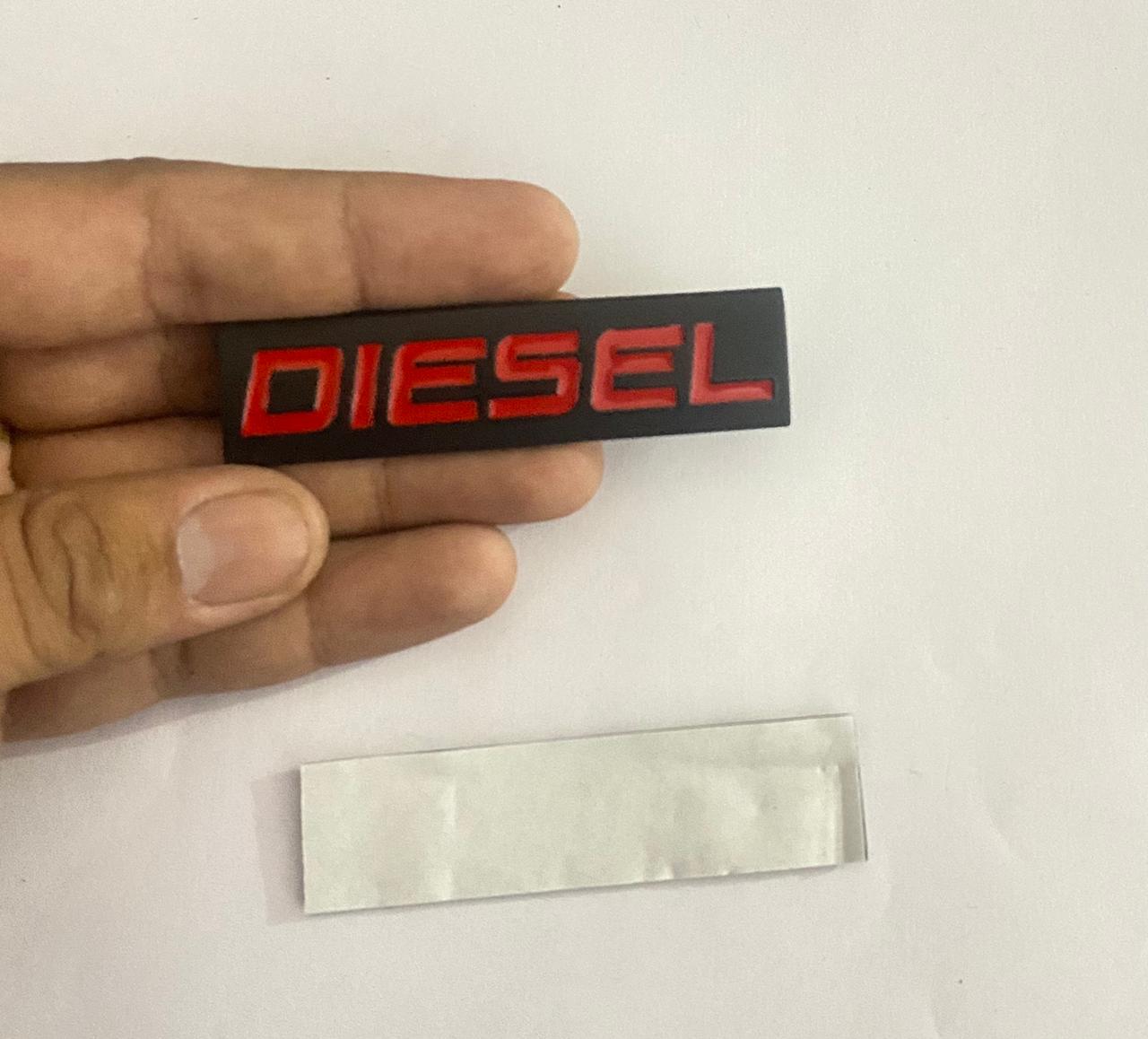 Black-RED (Diesel) Sticker 1 Piece. (7.7 x 2cm) Car Bike Metal Diesel Sign Logo Car Emblem Premium 3D Badge Auto Racing Sport Sticker.