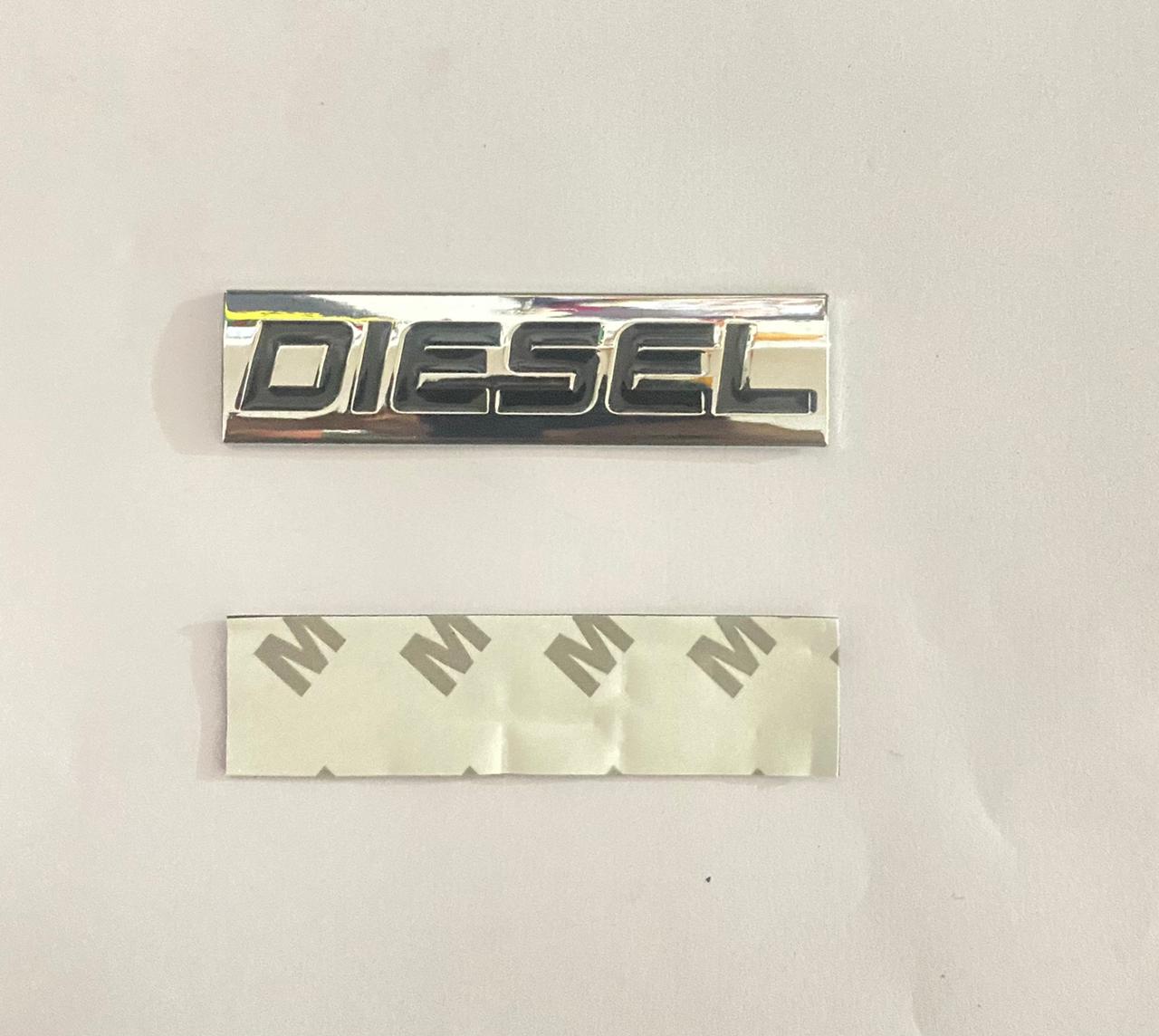 Chrome-Black (1 Piece) Diesel Sticker. 7.7 x 2cm Car Bike Metal Diesel Sign Logo Car Emblem Premium 3D Badge Auto Racing Sport Sticker.