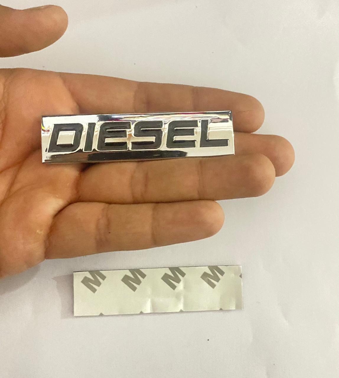 Chrome-Black (1 Piece) Diesel Sticker. 7.7 x 2cm Car Bike Metal Diesel Sign Logo Car Emblem Premium 3D Badge Auto Racing Sport Sticker.