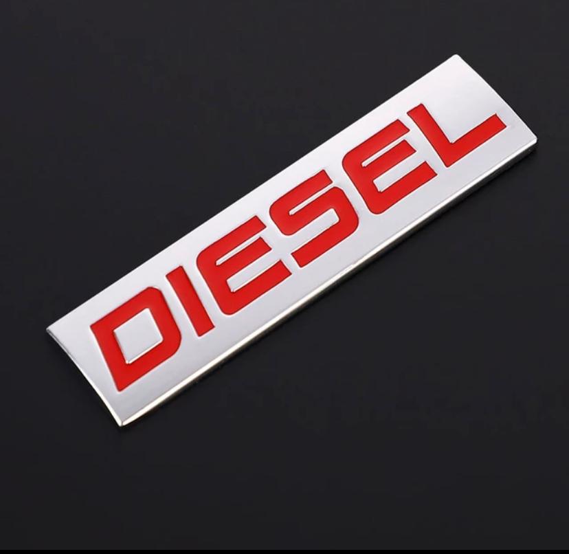 Chrome RED 1PC Diesel Sticker Sign Logo 7.7 x 2cm Car Bike Metal Diesel Sign Car Emblem Premium Auto Racing Sport Sticker 3D Badge.