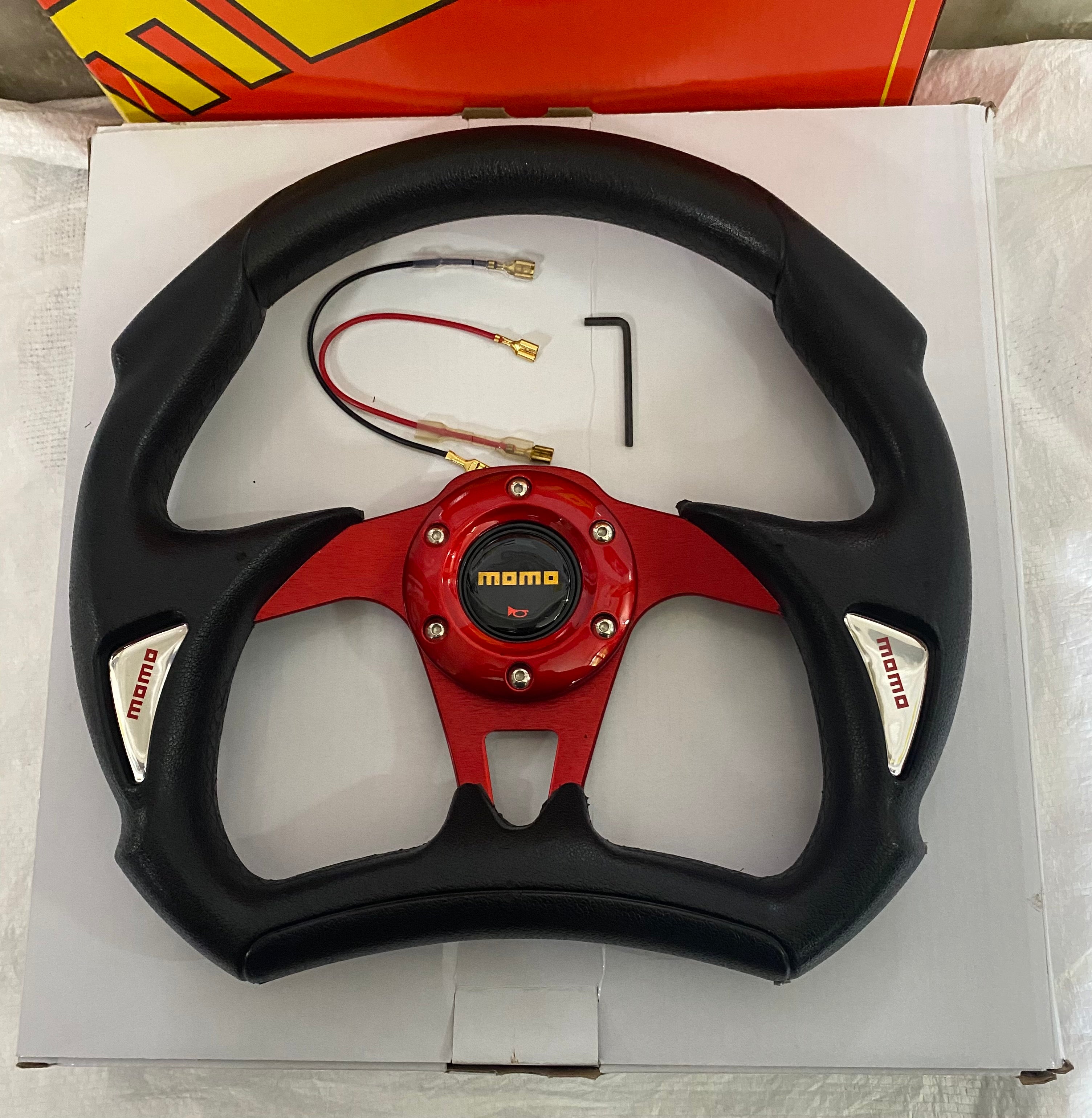 MOMO FULL D SHAPE STEERING Look Rally Race Off Road with HUB Free 12INCH Universal Steering Wheel for Sports Car