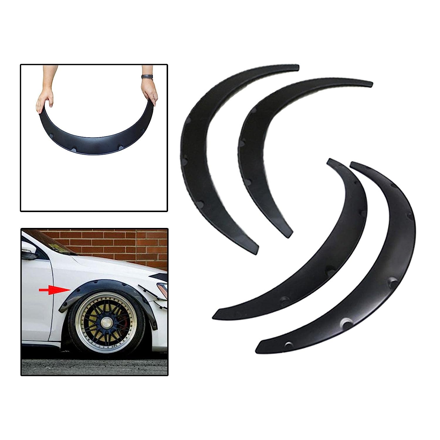 4PC Fender Flares 4PCS 3.5"/890mm Universal Car Wheel Fender Flares Flexible Wide Body Wheel Arches Universal Arch Fennder Fllare Auto Accessories