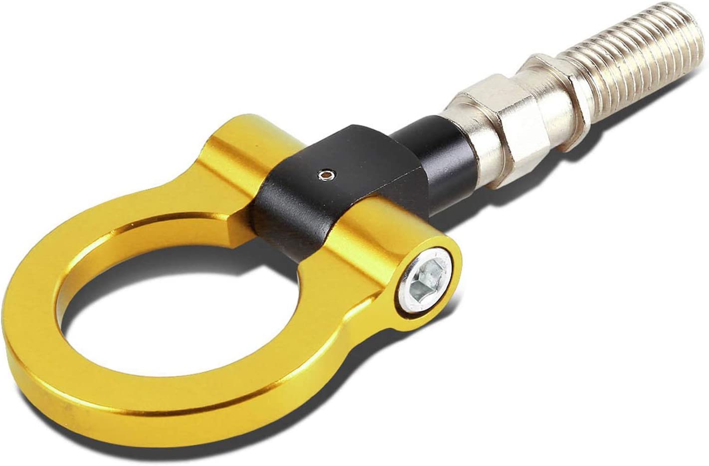 Yellow 1PC, Metal Round Hook JDM Racing Aluminum Triangle Tow Hooks Eyes Front Rear Japanese Car Auto Traile Rear Japanese Car Auto Trailer.