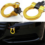 Yellow 1PC, Metal Round Hook JDM Racing Aluminum Triangle Tow Hooks Eyes Front Rear Japanese Car Auto Traile Rear Japanese Car Auto Trailer.