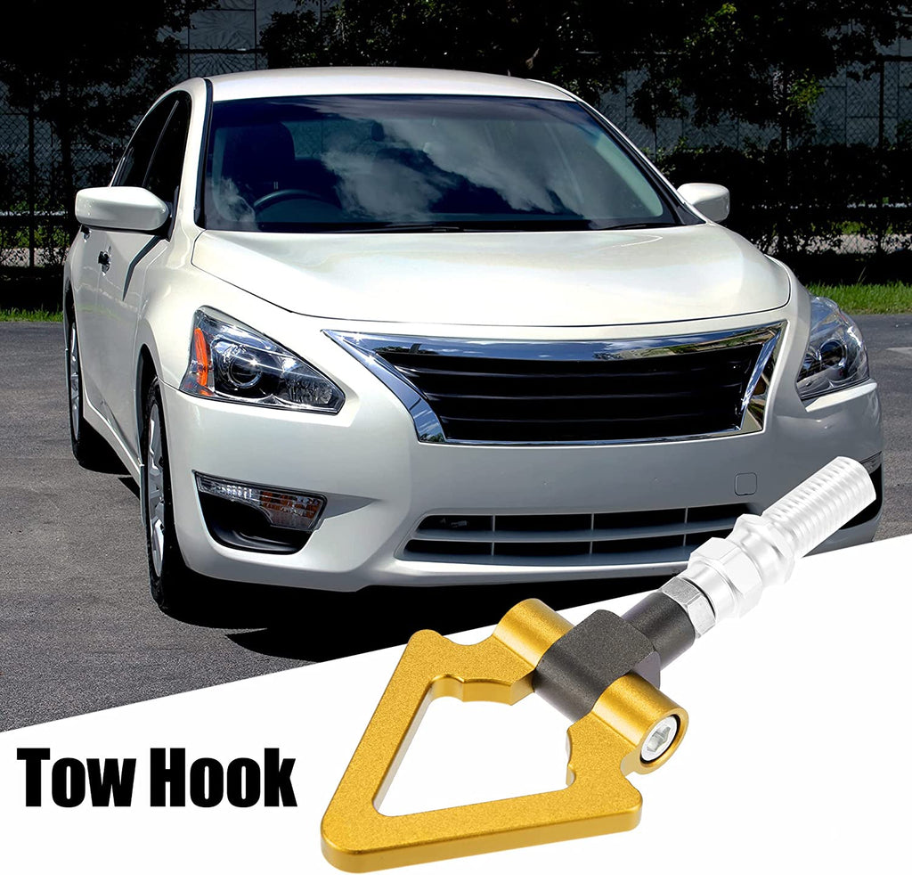 1PC, YELLOW METAL TRIANGLE HOOK Auto Car Track Racing Front Rear Bumper Screw on Tow Hook Trailer Ring for BMW 3 5 7 Series Z3 Z4 for Mini Cooper Triangle