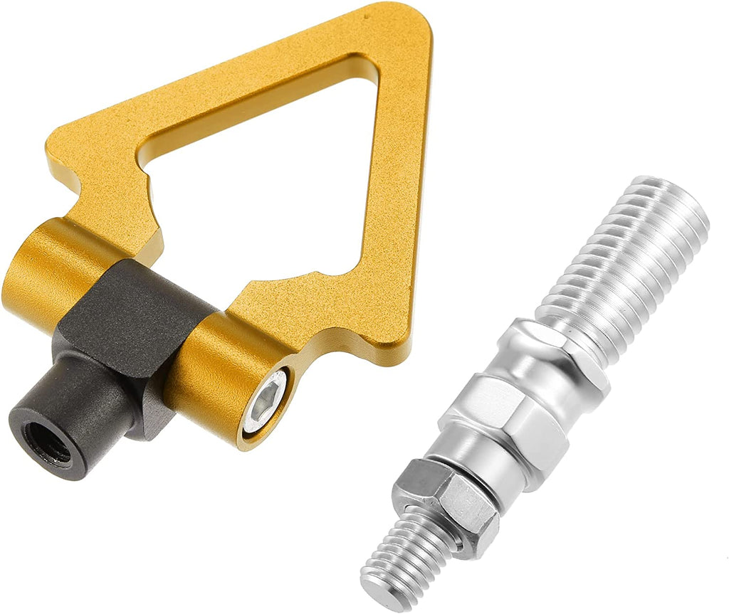 1PC, YELLOW METAL TRIANGLE HOOK Auto Car Track Racing Front Rear Bumper Screw on Tow Hook Trailer Ring for BMW 3 5 7 Series Z3 Z4 for Mini Cooper Triangle