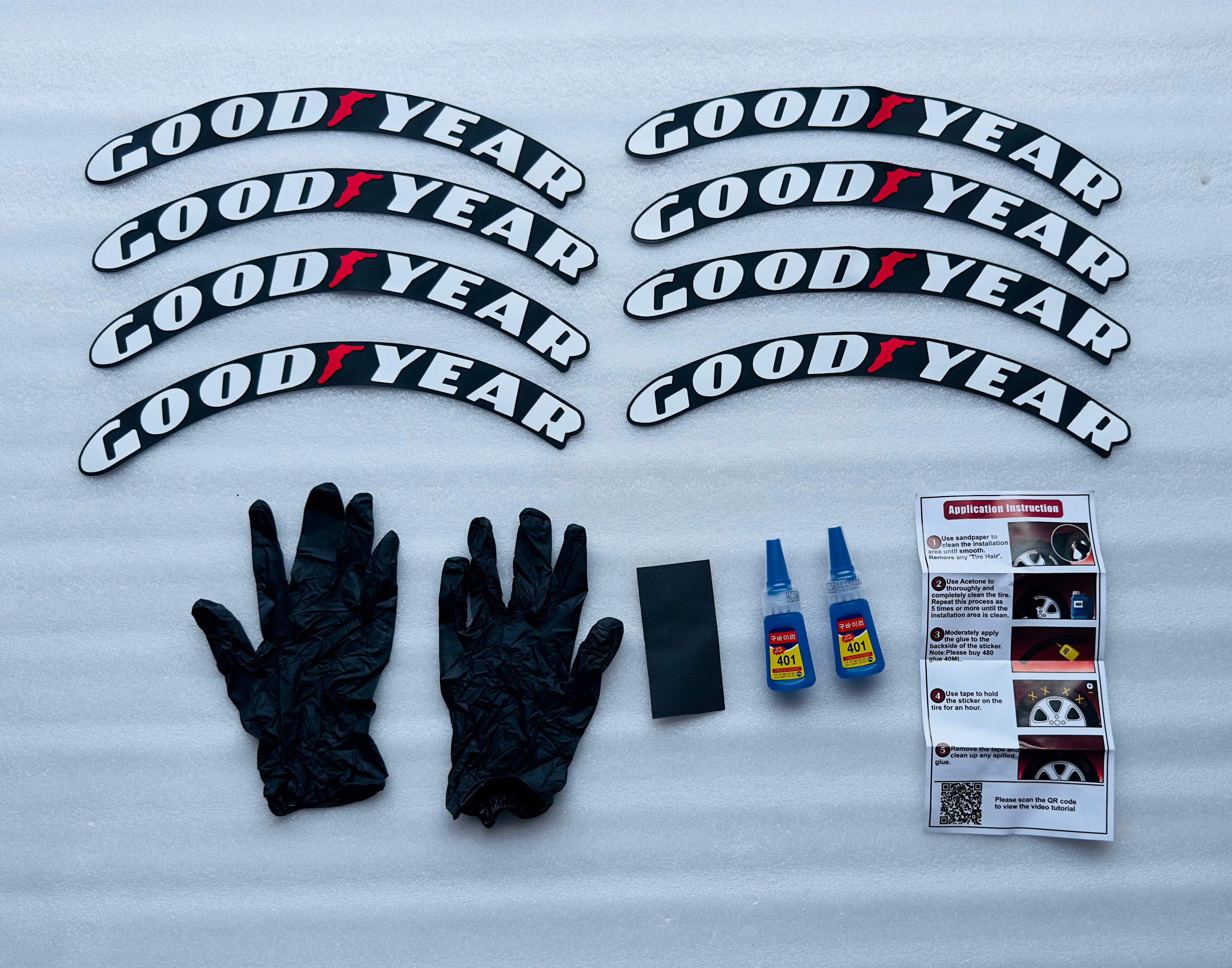 Good Year Tyre Sticker for 4 Tire Tyres Customized Permanent Rubber 4 Tire Tyress Stickerr Decorative Sticker (2 Glue +2 Gloves Included)