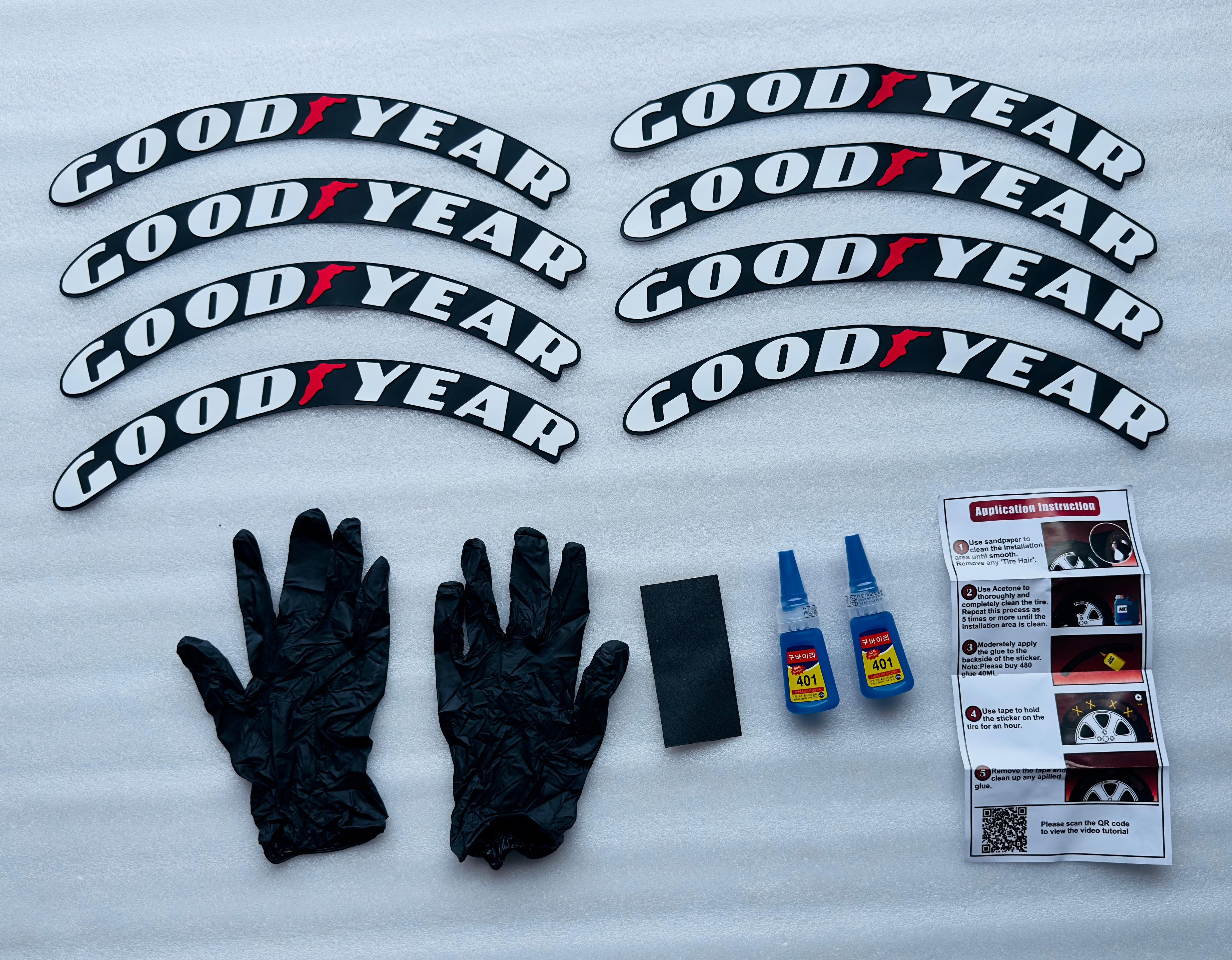 Good Year Tyre Sticker for 4 Tire Tyres Customized Permanent Rubber 4 Tire Tyress Stickerr Decorative Sticker (2 Glue +2 Gloves Included)
