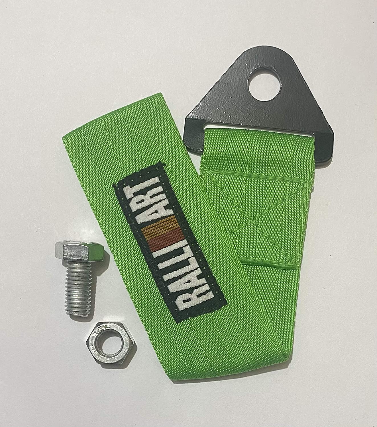 RALLIART CAR Truck Tow Belt Strap GREEN Universal Front Rear Tow Strap Tow Hook Towing Belt (Nylon, 1000 kg Pull Capacity 1 Piece