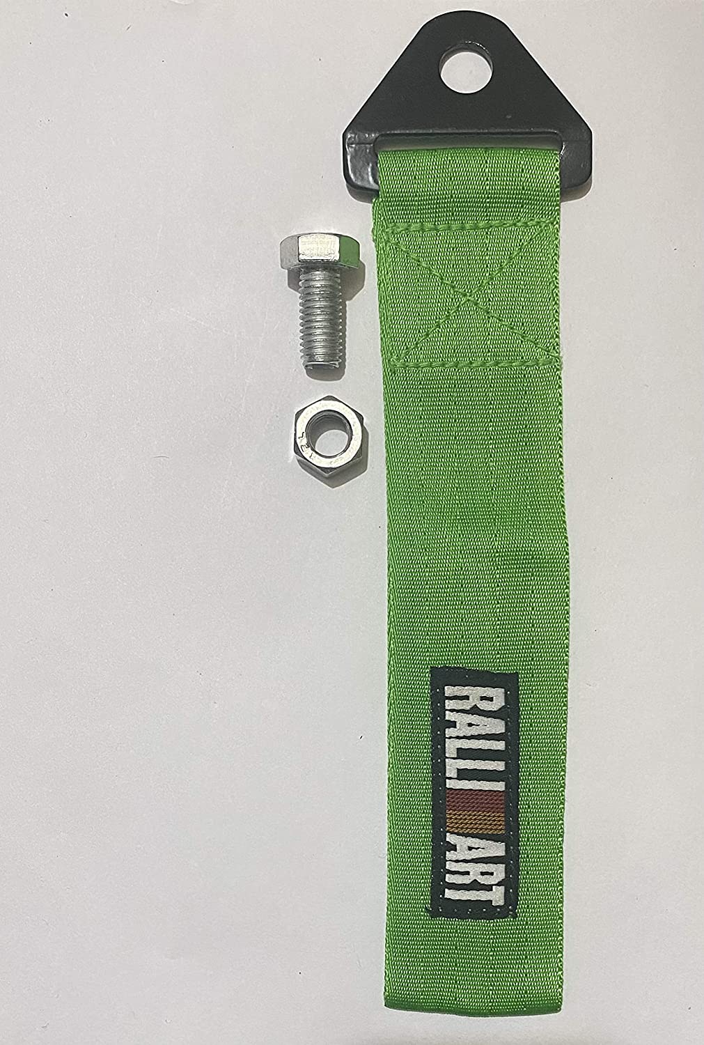 RALLIART CAR Truck Tow Belt Strap GREEN Universal Front Rear Tow Strap Tow Hook Towing Belt (Nylon, 1000 kg Pull Capacity 1 Piece
