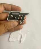 Chrome-Black GT Small 3D Metal Logo (6.5cmx3.8cm) Car Bike Laptop GT Sticker Car Emblem 3D Badge Decorative Sticker Auto Racing Sport Logo Grand Tourer Decal.