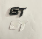 Chrome-Black GT Small 3D Metal Logo (6.5cmx3.8cm) Car Bike Laptop GT Sticker Car Emblem 3D Badge Decorative Sticker Auto Racing Sport Logo Grand Tourer Decal.