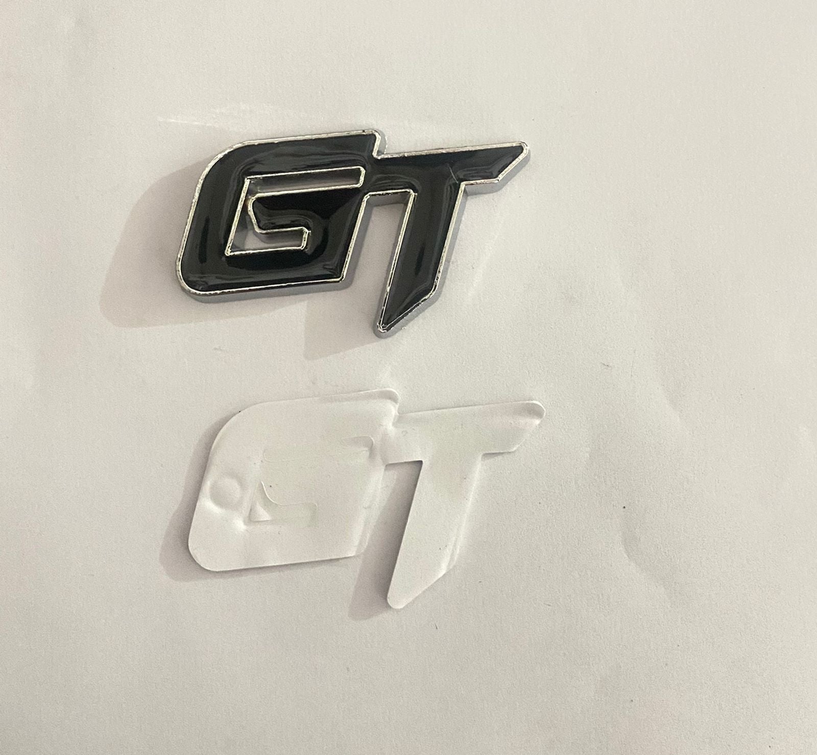 Chrome-Black GT Small 3D Metal Logo (6.5cmx3.8cm) Car Bike Laptop GT Sticker Car Emblem 3D Badge Decorative Sticker Auto Racing Sport Logo Grand Tourer Decal.