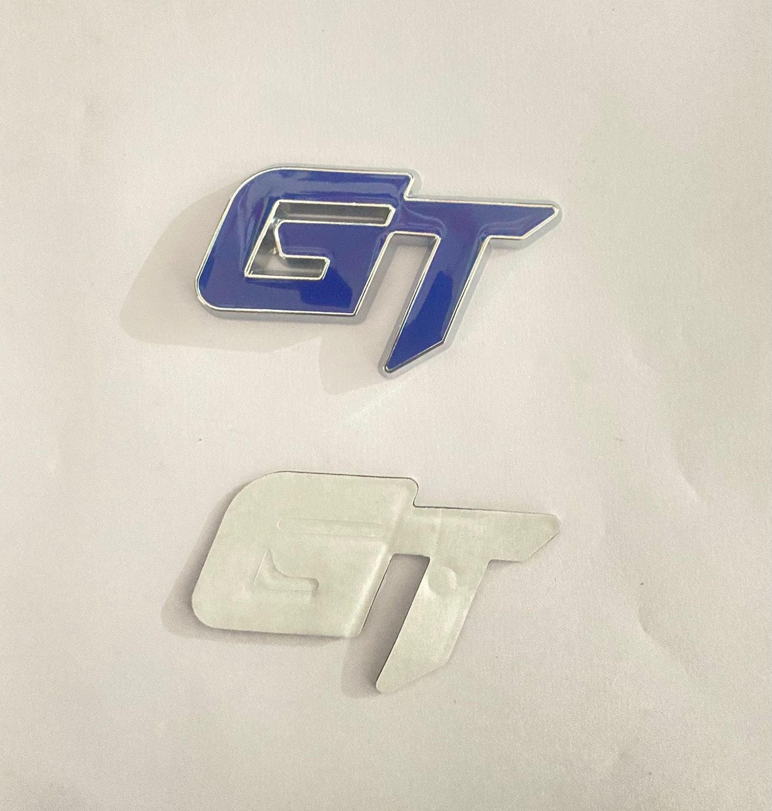 Car Bike Laptop Chrome-Blue GT Small 3D Metal Logo (6.5cmx3.8cm) GT Sticker Car Emblem 3D Badge Attractive Sticker Auto Racing Sport Logo Grand Tourer Decal.