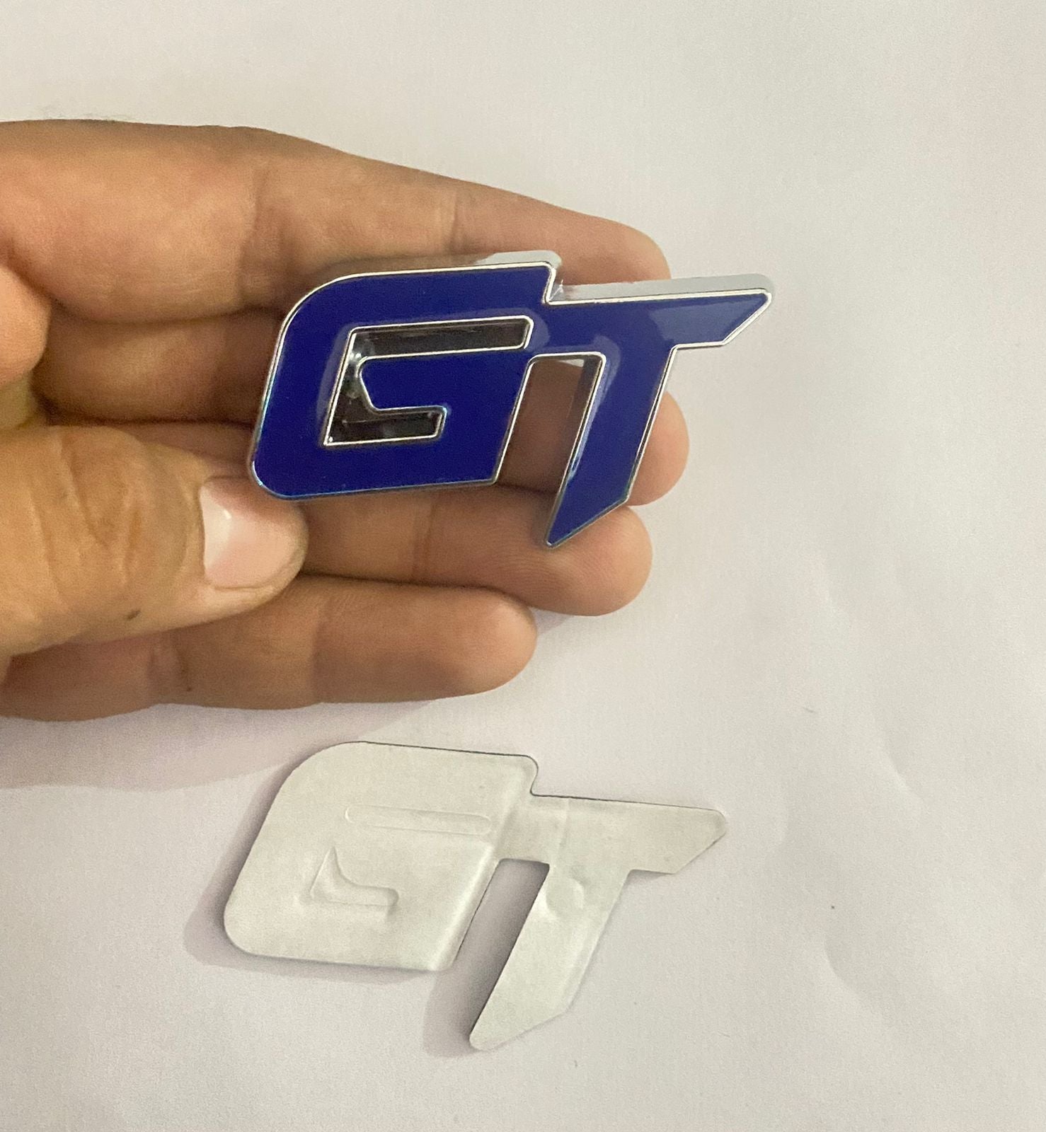 Car Bike Laptop Chrome-Blue GT Small 3D Metal Logo (6.5cmx3.8cm) GT Sticker Car Emblem 3D Badge Attractive Sticker Auto Racing Sport Logo Grand Tourer Decal.
