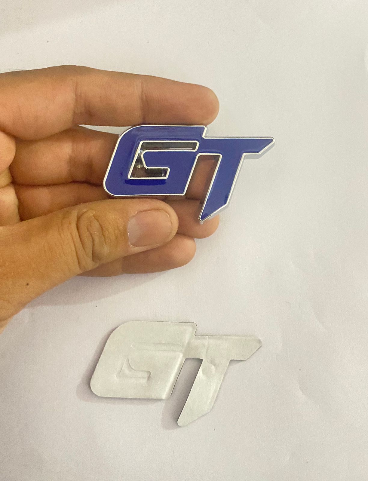 Chrome-GT Small 3D Metal Logo (6.5cmx3.8cm) Car Bike Laptop GT Sticker Car Emblem 3D Badge Decorative Sticker Auto Racing Sport Logo Grand Tourer Decal.