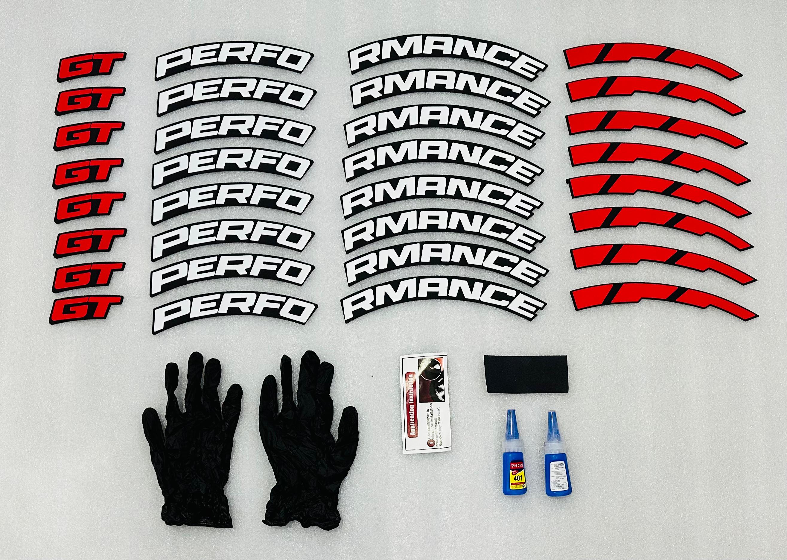 GT PERFORMANCE Tyre Sticker for 4 Tire Tyres Customized Permanent Rubber 4 Tire Tyress Stickerr Attractive Sticker Auto Accessories (2 Glue +2 Gloves Included)