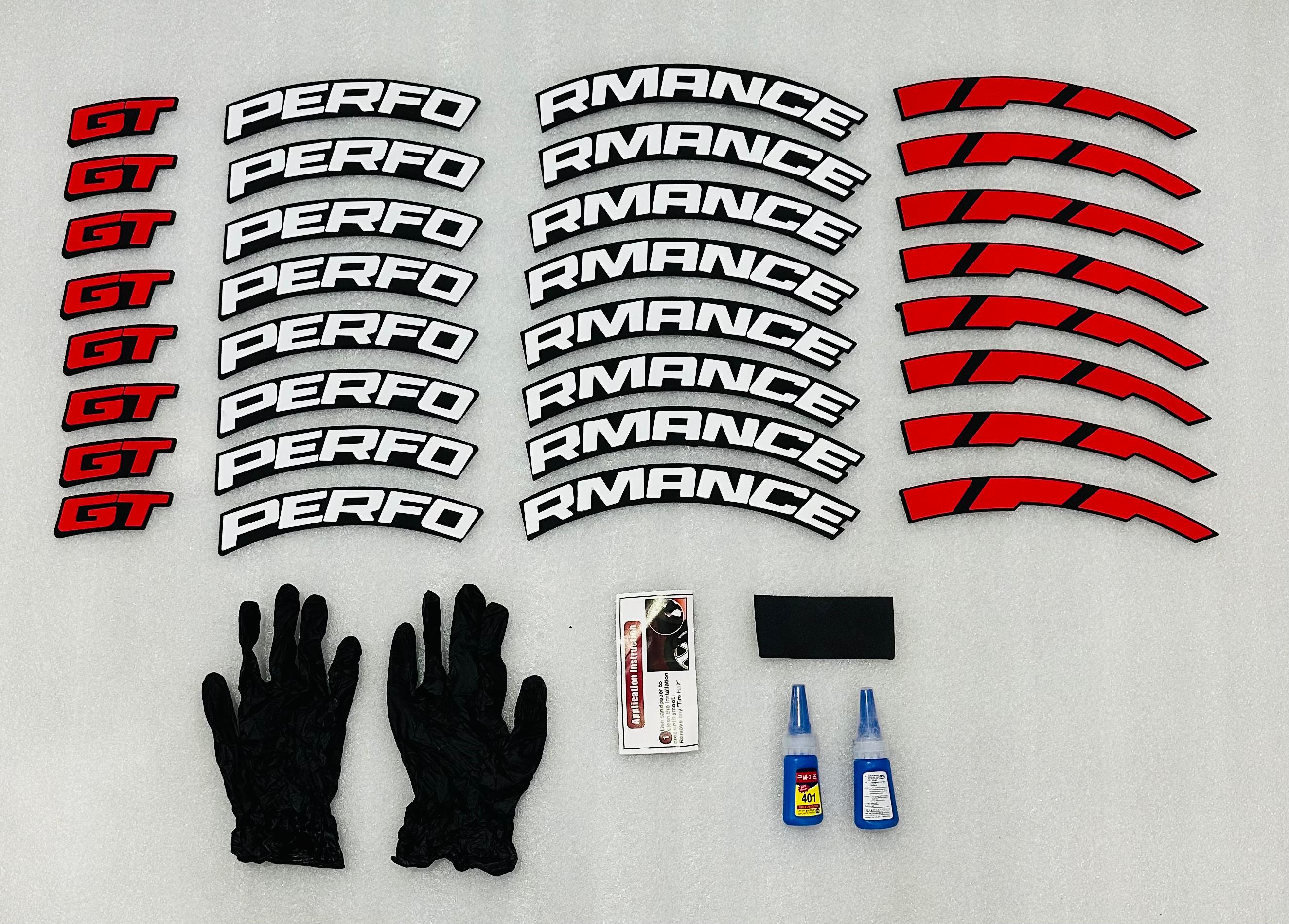 GT PERFORMANCE Tyre Sticker for 4 Tire Tyres Customized Permanent Rubber 4 Tire Tyress Stickerr Attractive Sticker Auto Accessories (2 Glue +2 Gloves Included)