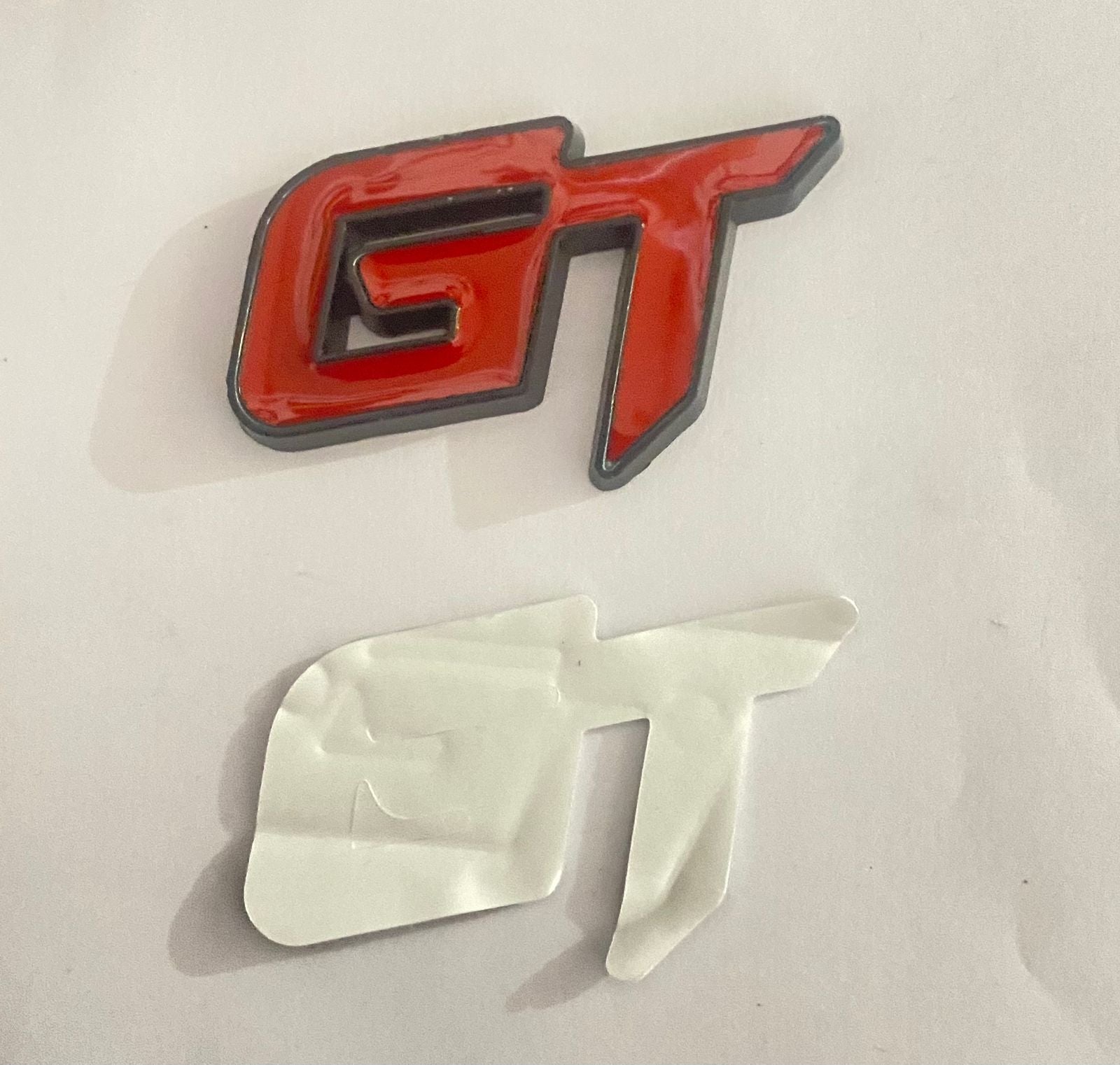 Chrome-Red GT Small 3D Metal Logo (6.5cmx3.8cm) Car Bike Laptop GT Sticker Car Emblem 3D Badge Decorative Sticker Auto Racing Sport Logo Grand Tourer Decal.