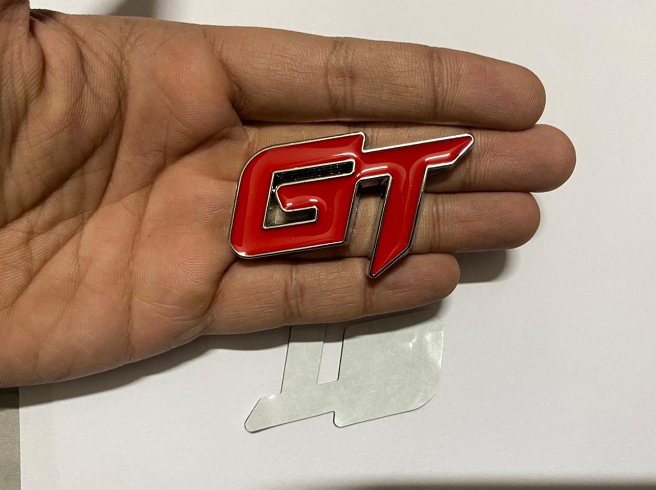 Chrome-Red GT Small 3D Metal Logo (6.5cmx3.8cm) Car Bike Laptop GT Sticker Car Emblem 3D Badge Decorative Sticker Auto Racing Sport Logo Grand Tourer Decal.