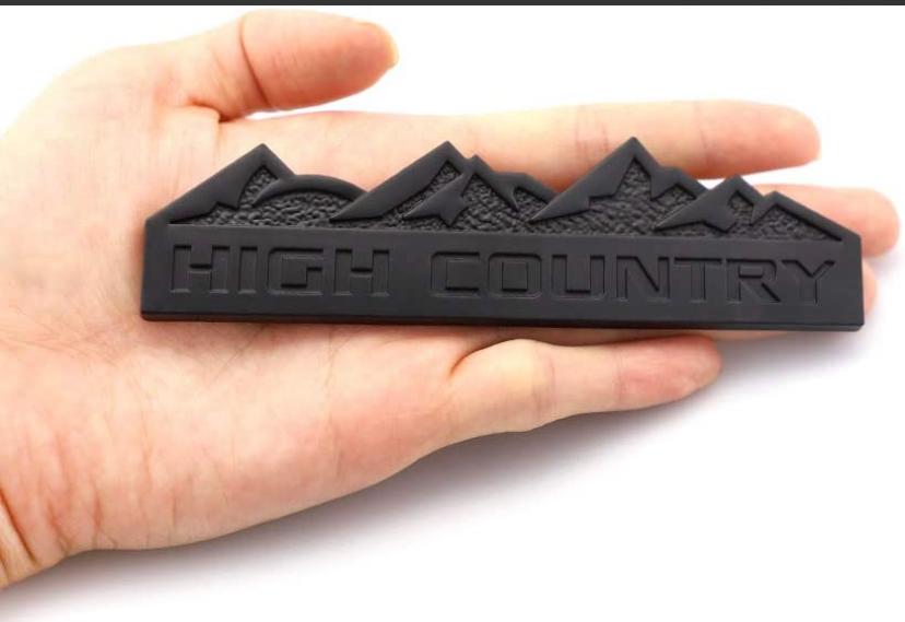HIGH Country Full Black 4x4 Off Road-Logo Car Emblem 3D Badge Auto Racing Sport Sticker 13.5cmx4cm Grand Tourer Decal-1 Piece