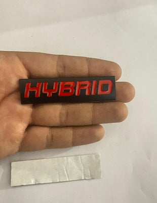 Black RED Hybrid Logo. Car Bike Metal Hybrid 7.7 x 2 cm Hybrid Sign Logo Auto Racing Sport Sticker Car Emblem Premium 3D Badge Grand Tourer Decal Hybrid 3D Sticker