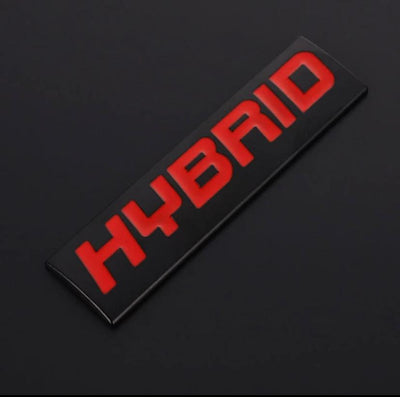 Black RED Hybrid Logo. Car Bike Metal Hybrid 7.7 x 2 cm Hybrid Sign Logo Auto Racing Sport Sticker Car Emblem Premium 3D Badge Grand Tourer Decal Hybrid 3D Sticker