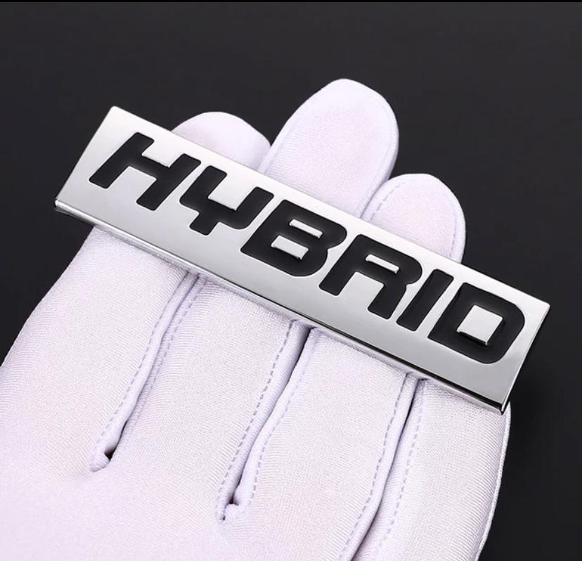 Chrome Black Hybrid Logo. Car Bike Metal Hybrid 7.7 x 2 cm Hybrid Sign Logo Auto Racing Sport Sticker Car Emblem Premium 3D Badge Grand Tourer Decal Hybrid 3D Sticker