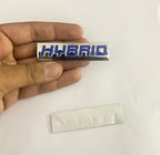 Chrome BLUE Hybrid Logo. Car Bike Metal Hybrid 7.7 x 2 cm Hybrid Sign Logo Auto Racing Sport Sticker Car Emblem Premium 3D Badge Grand Tourer Decal Hybrid 3D Sticker
