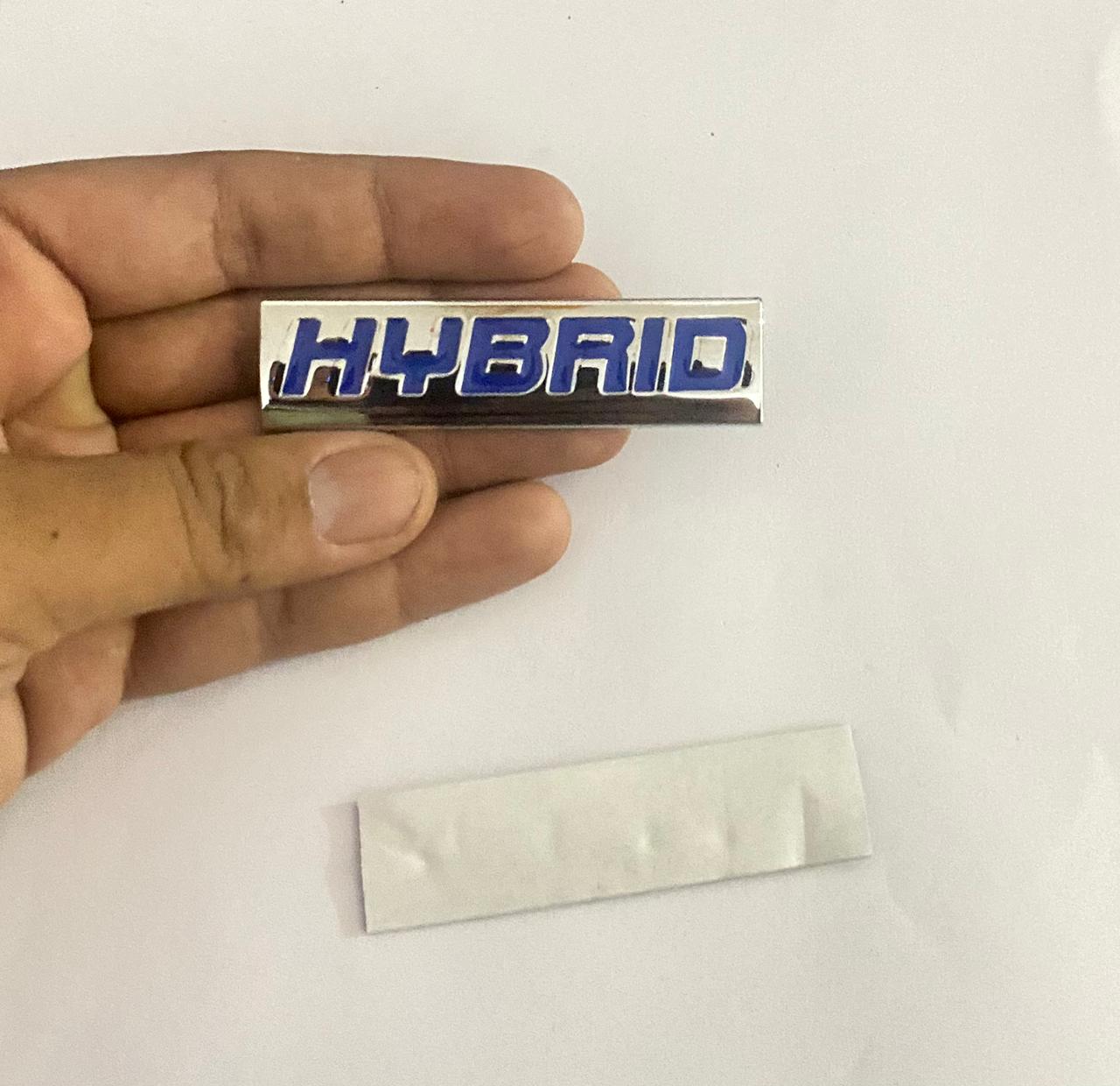 Chrome BLUE Hybrid Logo. Car Bike Metal Hybrid 7.7 x 2 cm Hybrid Sign Logo Auto Racing Sport Sticker Car Emblem Premium 3D Badge Grand Tourer Decal Hybrid 3D Sticker