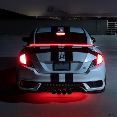 Universal Item Led Trunk Lip Spoiler Black-Carbon Fiber LED Exterior Rear Tail Wing Spoiler Brake Light Strip Splitter FIT for All CAR